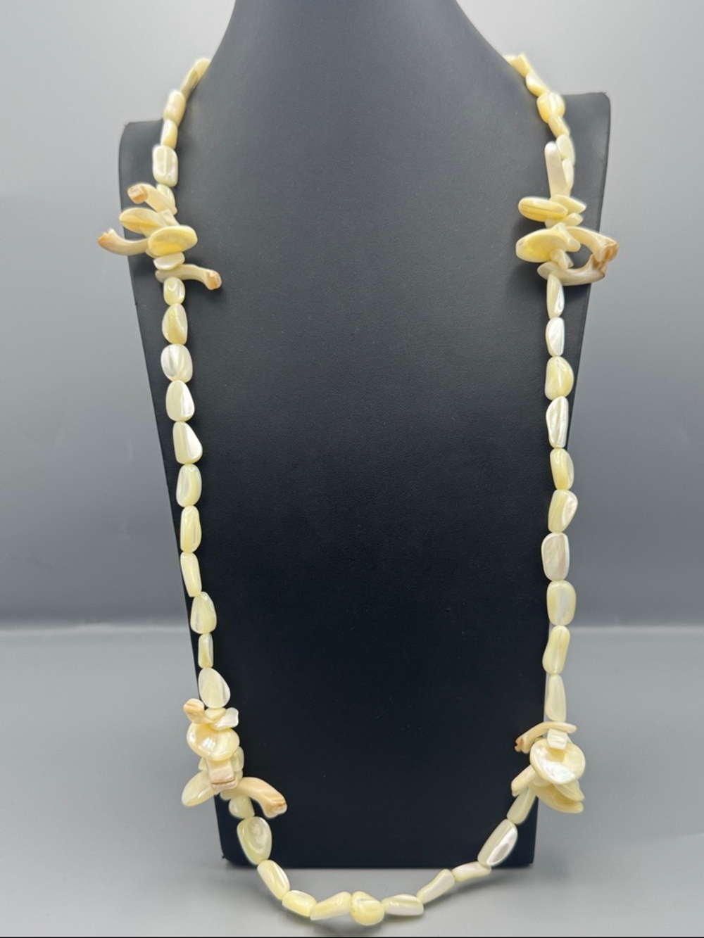 Handmade Cream Mother-of-Pearl Long Necklace